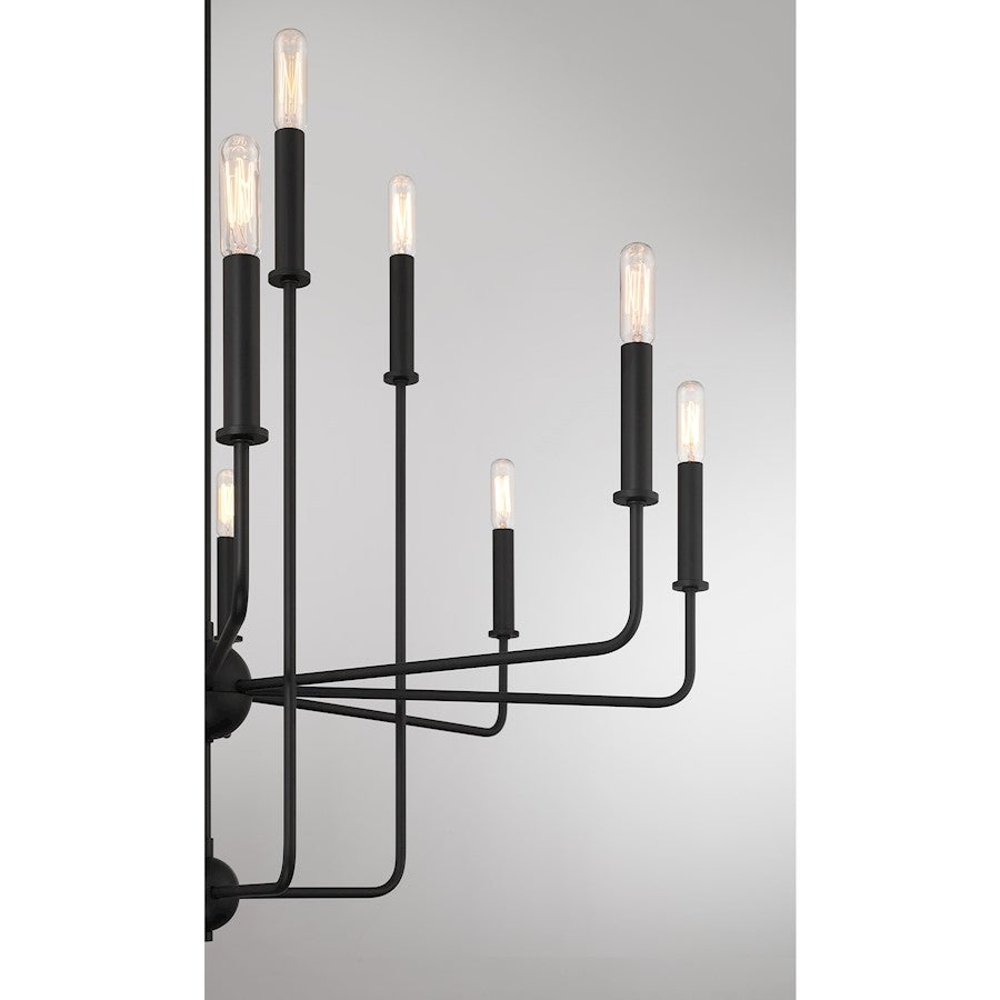 12 Light Chandelier, Matte Black