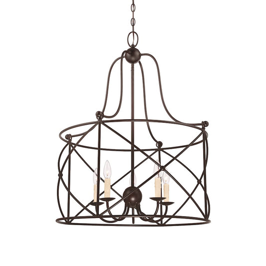 5 Light Pendant, English Bronze