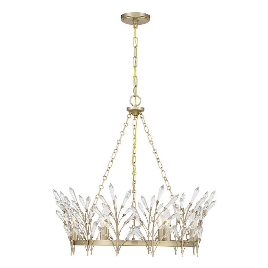 Savoy House Orianna 6 Light Chandelier, Noble Brass