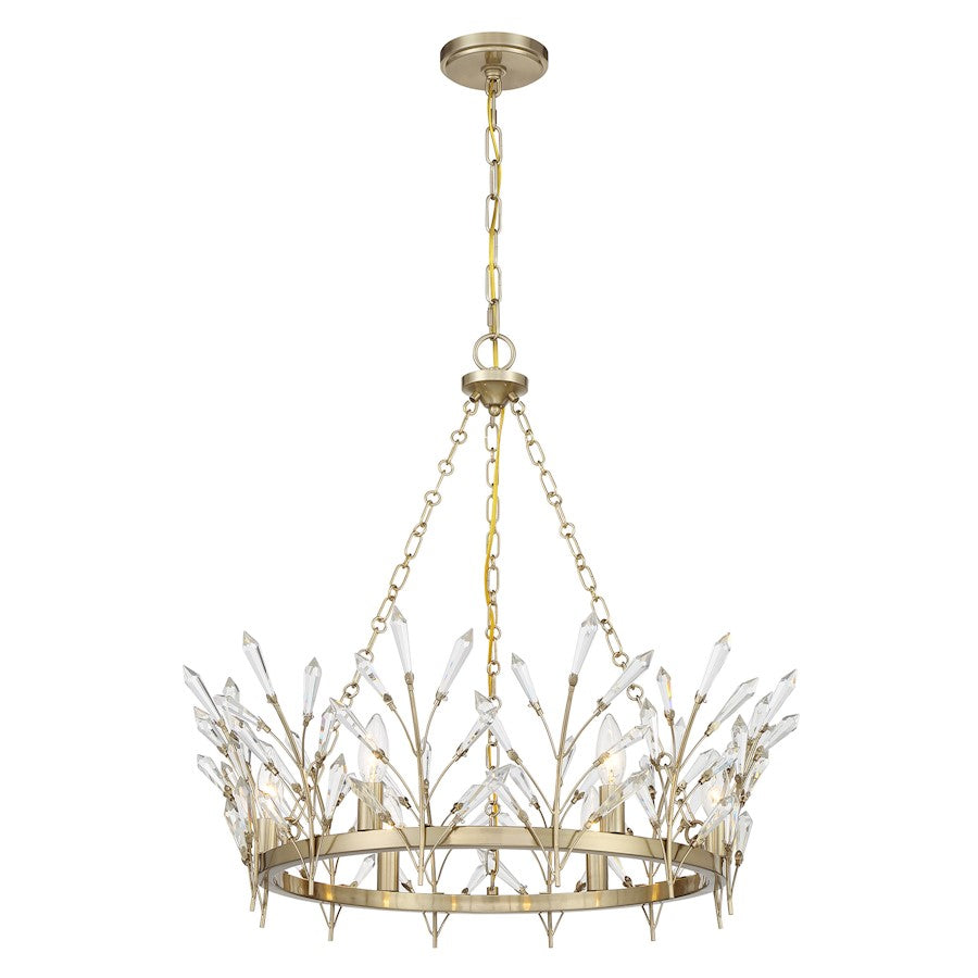 Savoy House Orianna 6 Light Chandelier, Noble Brass