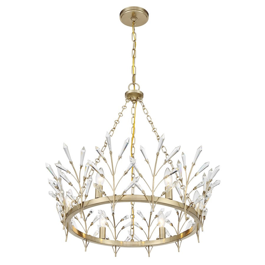 Savoy House Orianna 6 Light Chandelier, Noble Brass