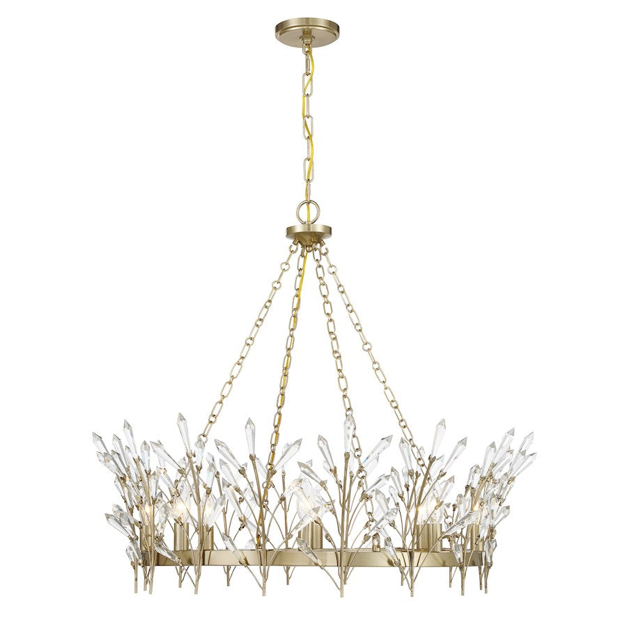 Savoy House Orianna 8 Light Chandelier, Noble Brass