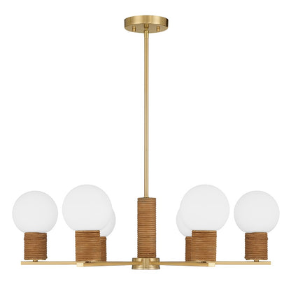 Savoy House Jarrell 6 Lt Chandelier, White Opal, Warm Brass