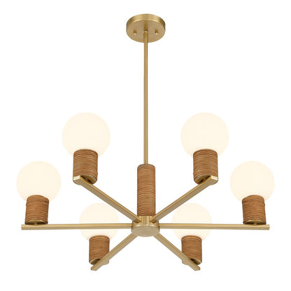 Savoy House Jarrell 6 Lt Chandelier, White Opal, Warm Brass