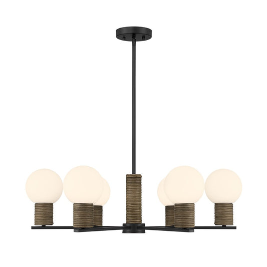 Savoy House Jarrell 6 Lt Chandelier, White Opal, Matte Black