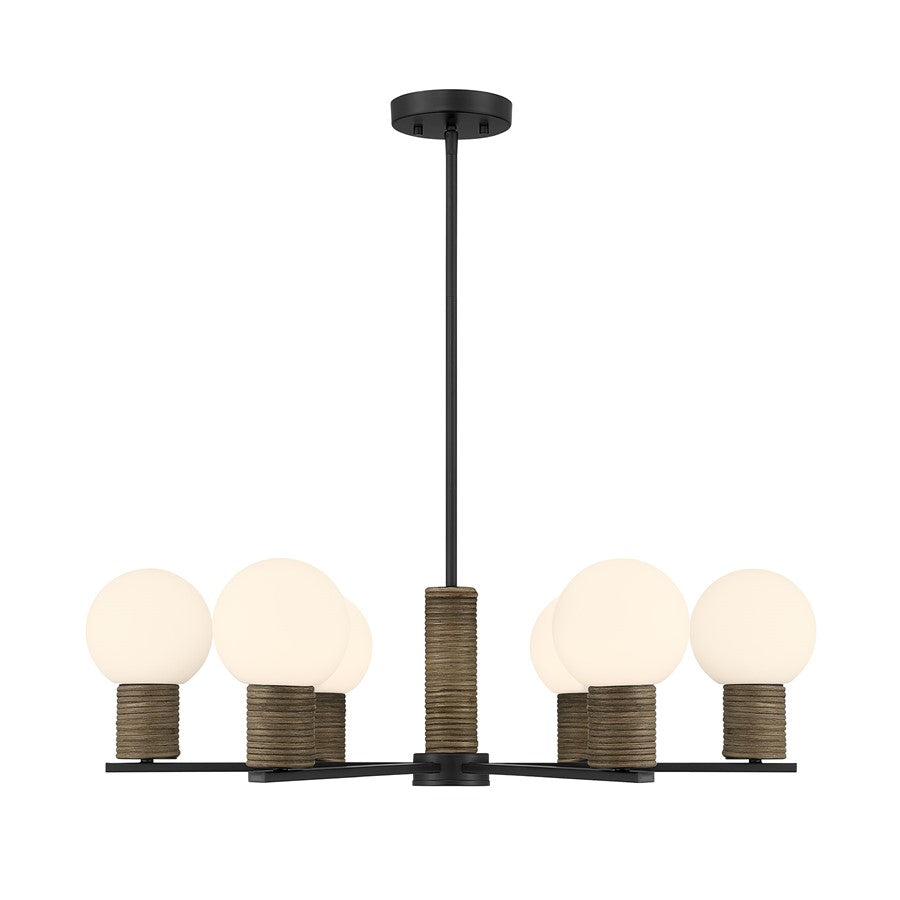 Savoy House Jarrell 6 Lt Chandelier, White Opal, Matte Black