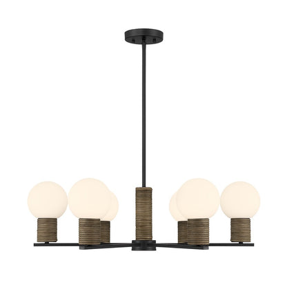 Savoy House Jarrell 6 Lt Chandelier, White Opal, Matte Black
