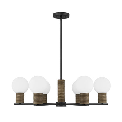 Savoy House Jarrell 6 Lt Chandelier, White Opal, Matte Black