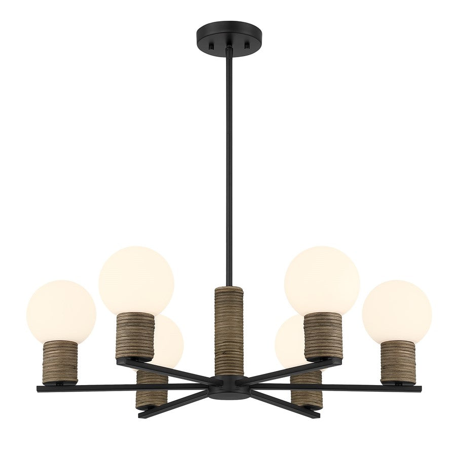 Savoy House Jarrell 6 Lt Chandelier, White Opal, Matte Black
