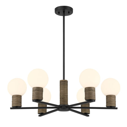 Savoy House Jarrell 6 Lt Chandelier, White Opal, Matte Black