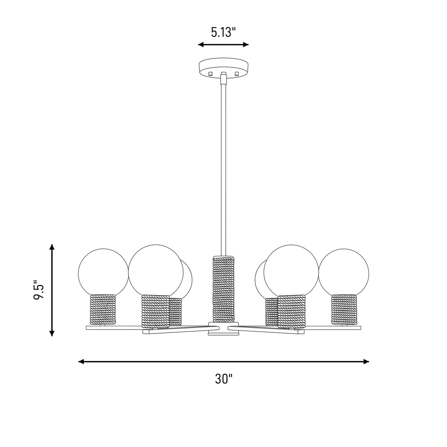 Savoy House Jarrell 6 Lt Chandelier, White Opal, Matte Black