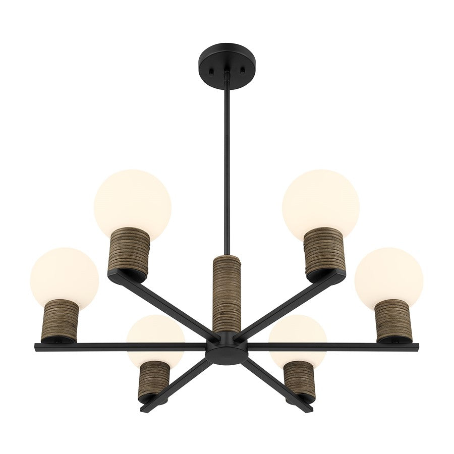 Savoy House Jarrell 6 Lt Chandelier, White Opal, Matte Black
