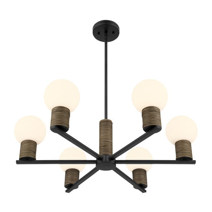 Savoy House Jarrell 6 Lt Chandelier, White Opal, Matte Black