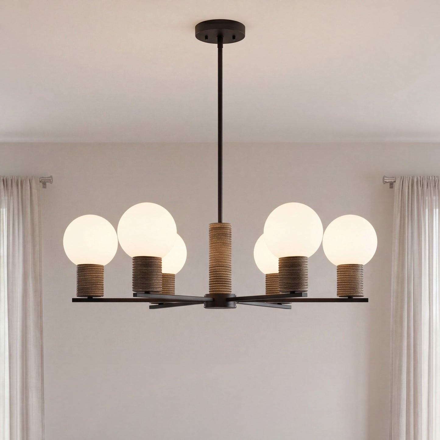 Savoy House Jarrell 6 Lt Chandelier, White Opal, Matte Black