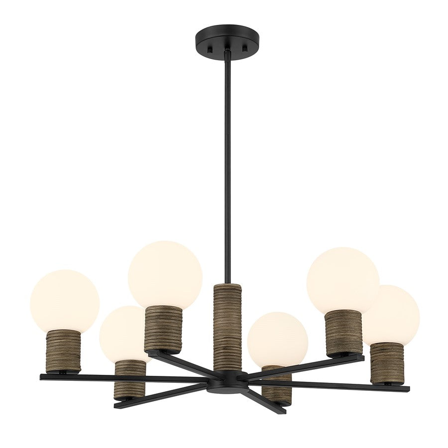 Savoy House Jarrell 6 Lt Chandelier, White Opal, Matte Black