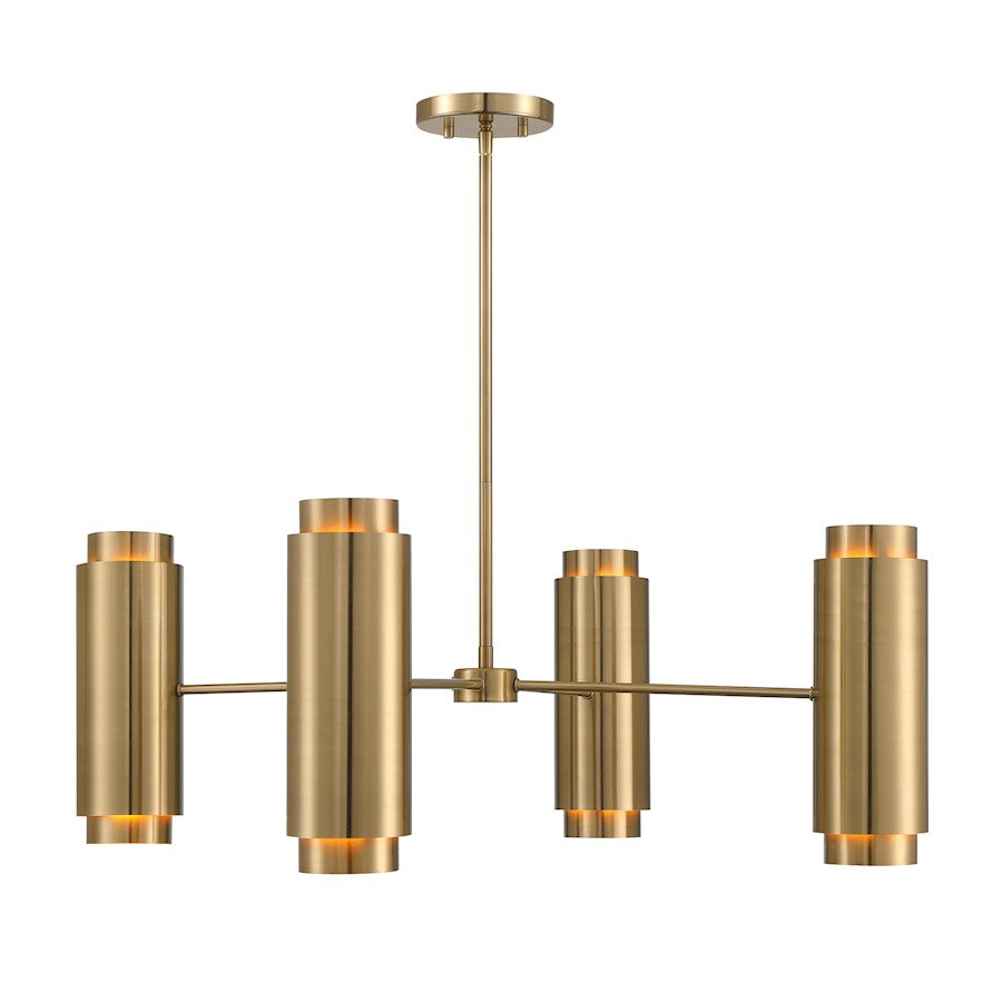 8 Light Chandelier, Noble Brass
