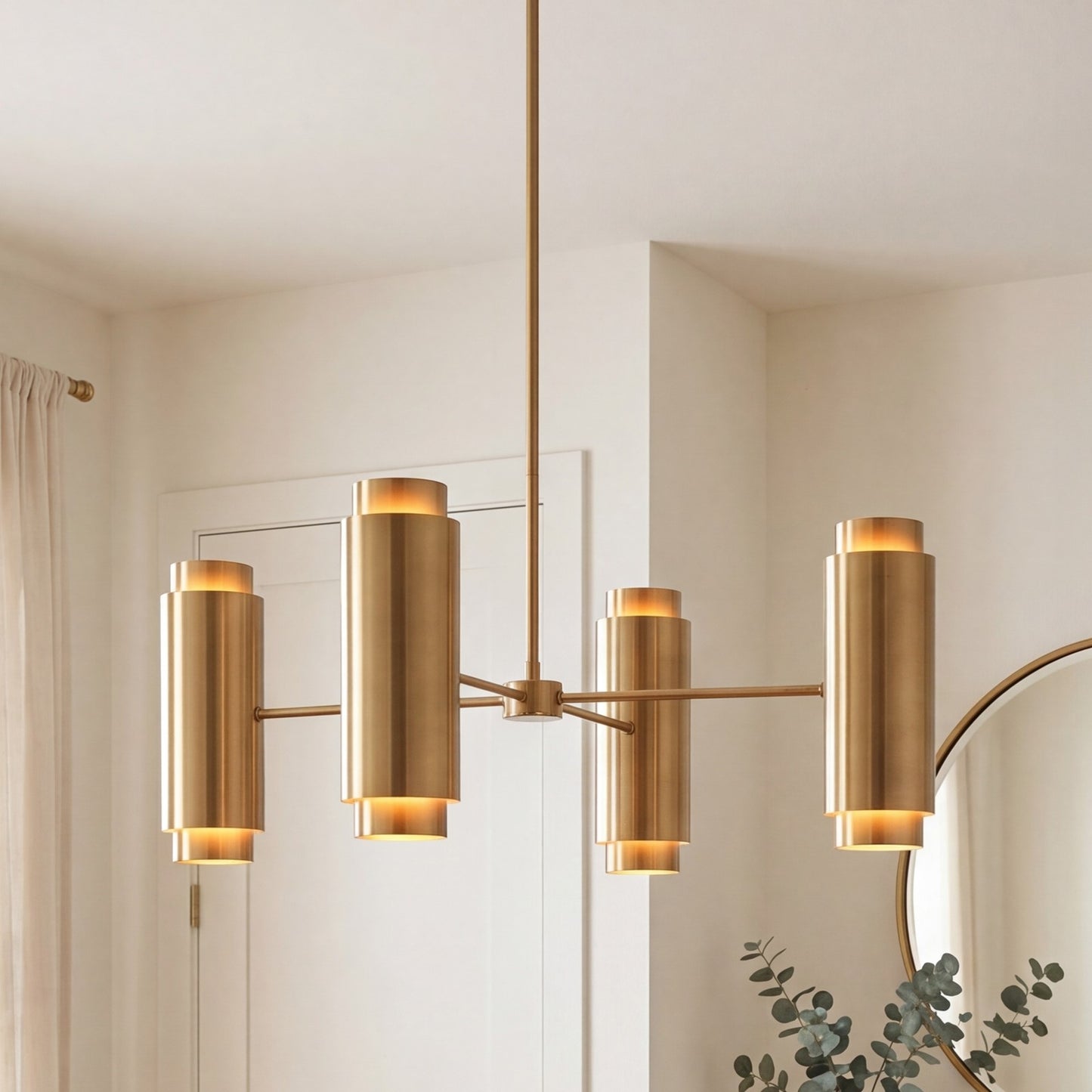 8 Light Chandelier, Noble Brass