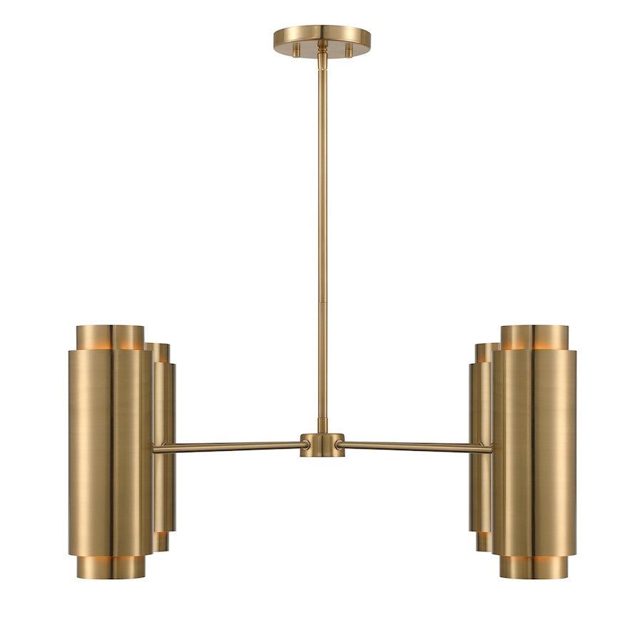 8 Light Chandelier, Noble Brass