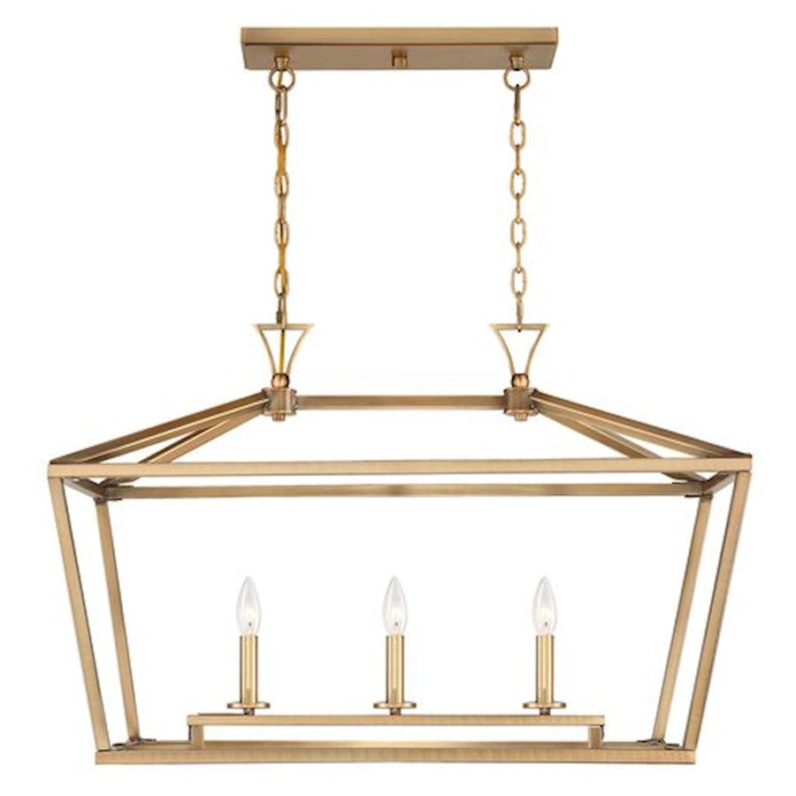 Savoy House Townsend 3-Light Linear Chandelier, Warm Brass - 1-423-3-322