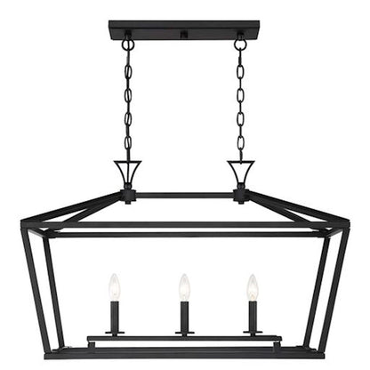 Savoy House Townsend 3-Light Linear Chandelier, Matte Black - 1-423-3-89