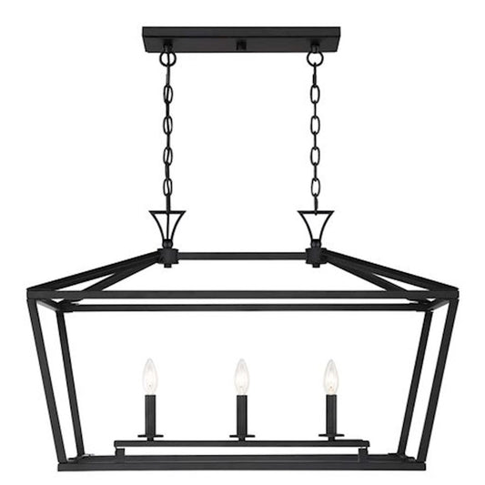 Savoy House Townsend 3-Light Linear Chandelier, Matte Black - 1-423-3-89