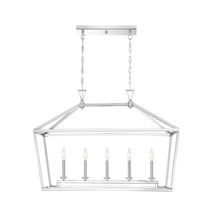 5 Light 24" Linear Chandelier, Nickel