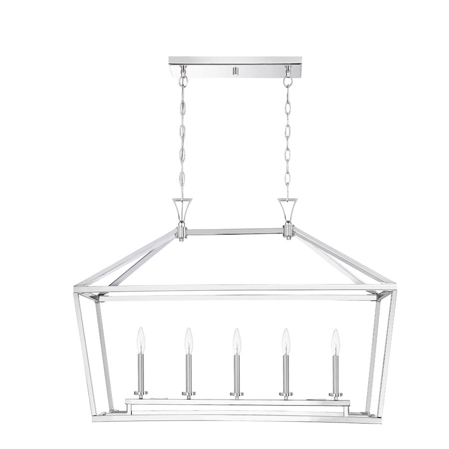 5 Light 24" Linear Chandelier, Nickel