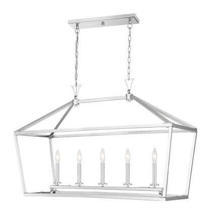 5 Light 24" Linear Chandelier, Nickel