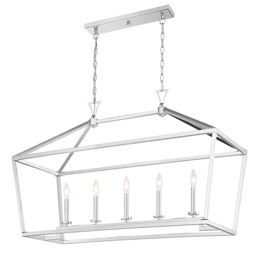 5 Light 24" Linear Chandelier, Nickel