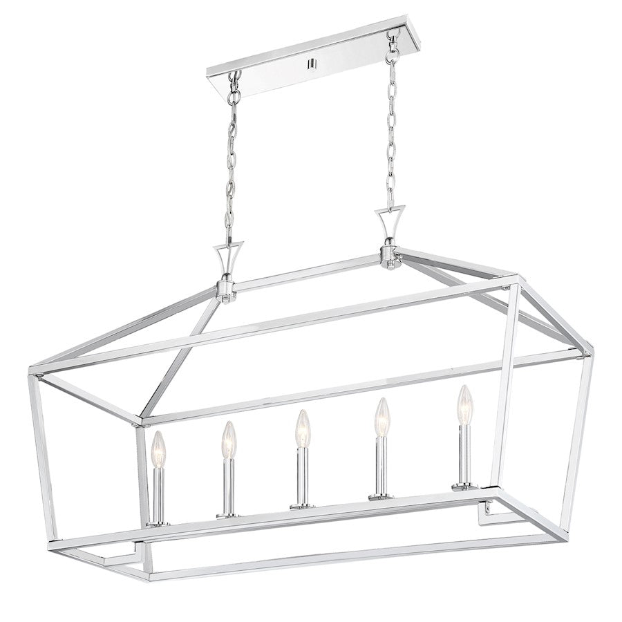 5 Light 24" Linear Chandelier, Nickel