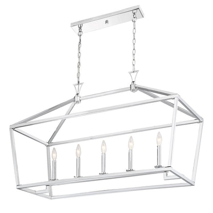 5 Light 24" Linear Chandelier, Nickel