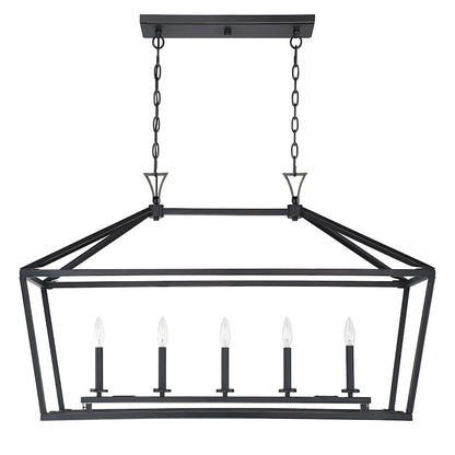 5-Light 24" Linear Chandelier, Bronze