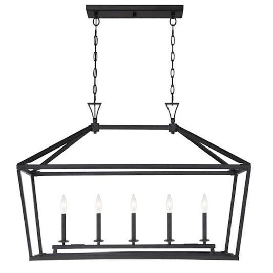 5-Light 24" Linear Chandelier, Matte Black