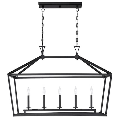 5-Light 24" Linear Chandelier, Matte Black