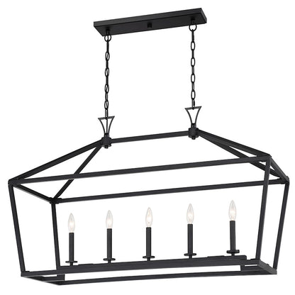 5-Light 24" Linear Chandelier, Matte Black