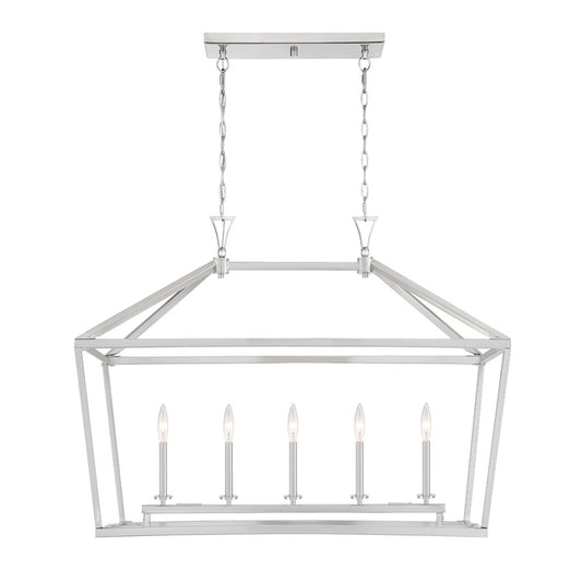 5-Light Linear Chandelier, Satin Nickel