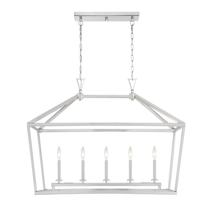 5-Light Linear Chandelier, Satin Nickel
