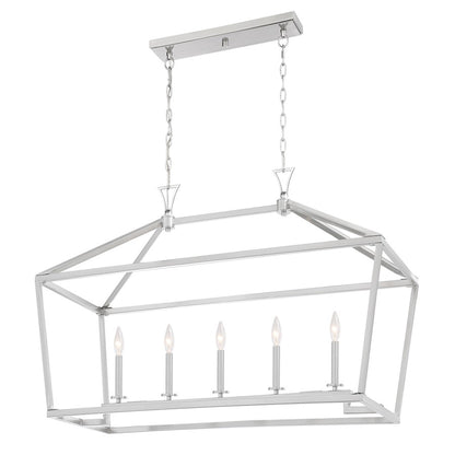 5-Light Linear Chandelier, Satin Nickel