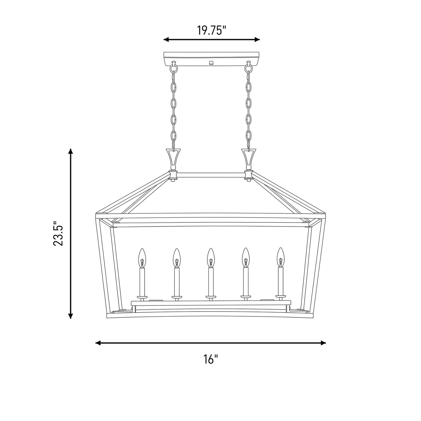 5-Light Linear Chandelier, Satin Nickel