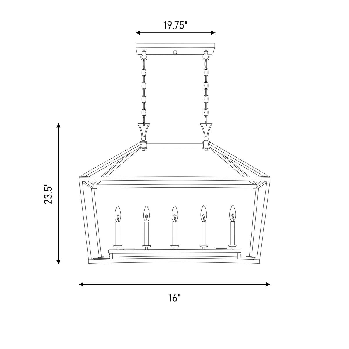 5-Light Linear Chandelier, Satin Nickel