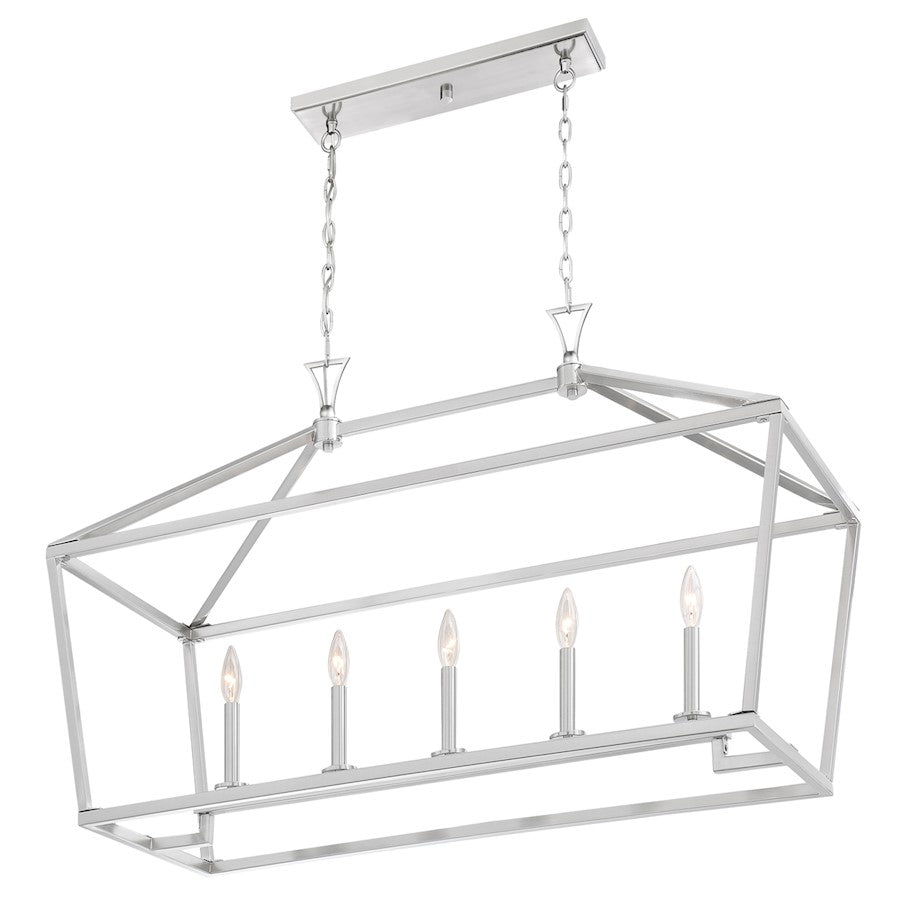 5-Light Linear Chandelier, Satin Nickel