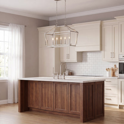 5-Light Linear Chandelier, Satin Nickel