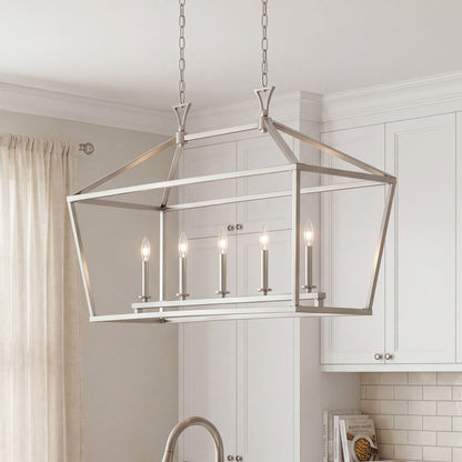 5-Light Linear Chandelier, Satin Nickel