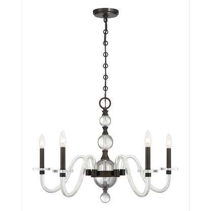 Savoy House Aragon 5 Light Chandelier, Mediterranean Bronze/Clear - 1-4277-5-15