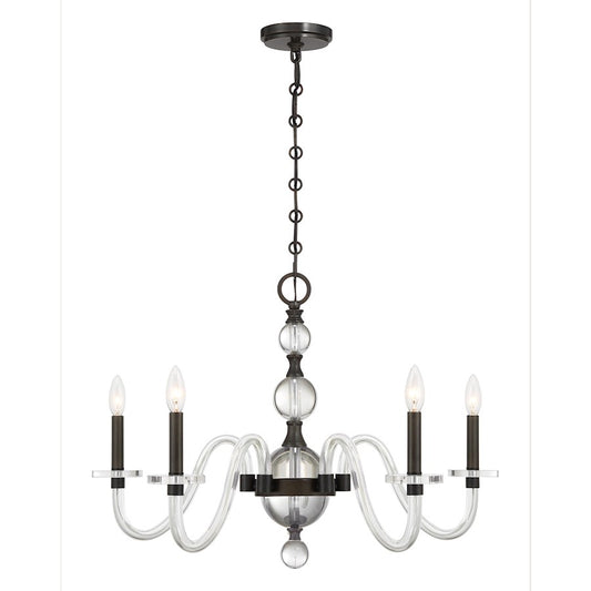 Savoy House Aragon 5 Light Chandelier, Mediterranean Bronze/Clear