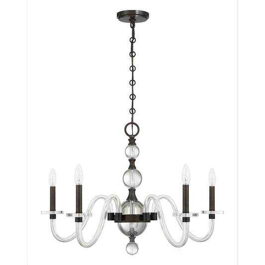 Savoy House Aragon 5 Light Chandelier, Mediterranean Bronze/Clear