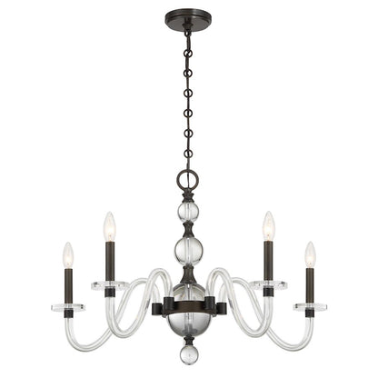 Savoy House Aragon 5 Light Chandelier, Mediterranean Bronze/Clear