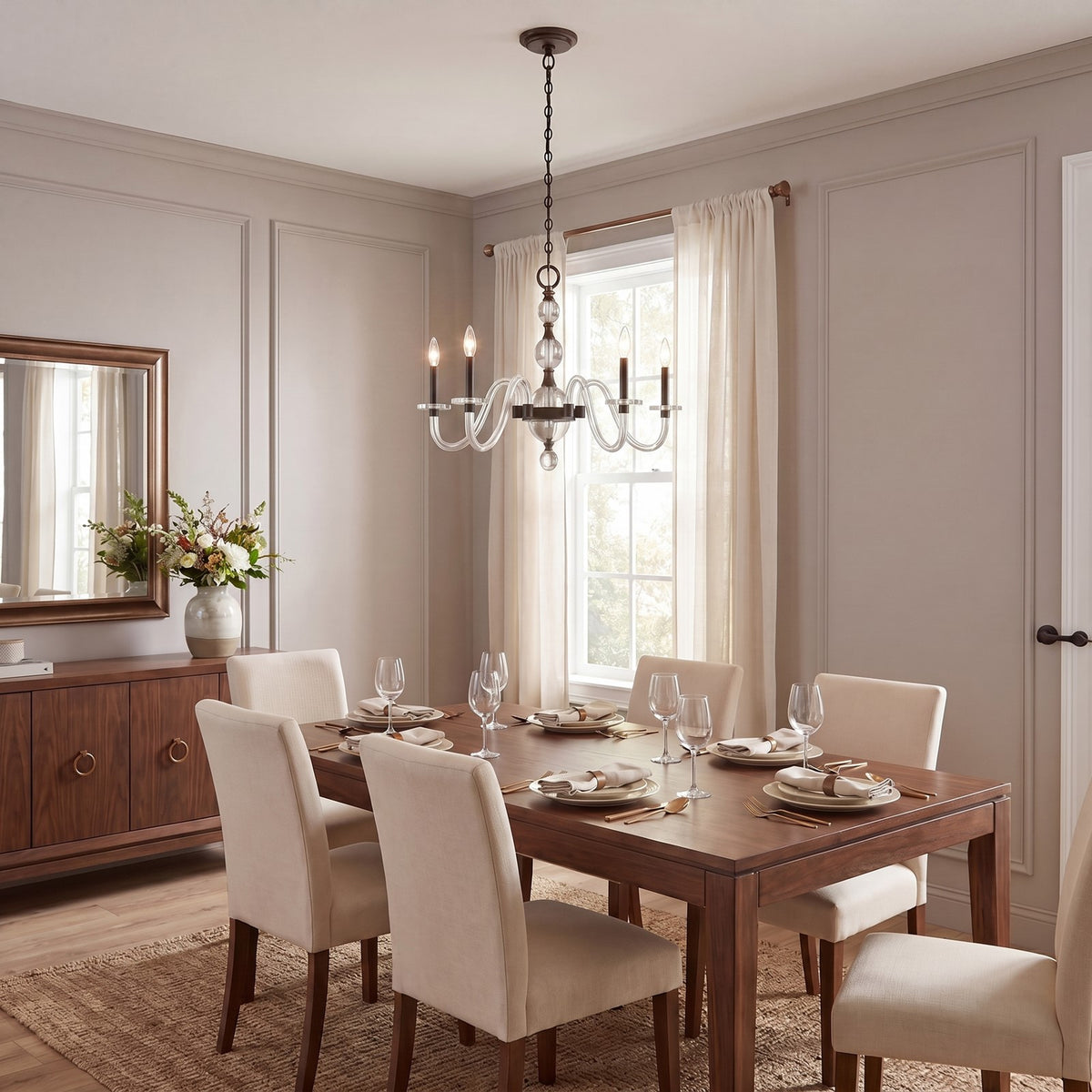 Savoy House Aragon 5 Light Chandelier, Mediterranean Bronze/Clear