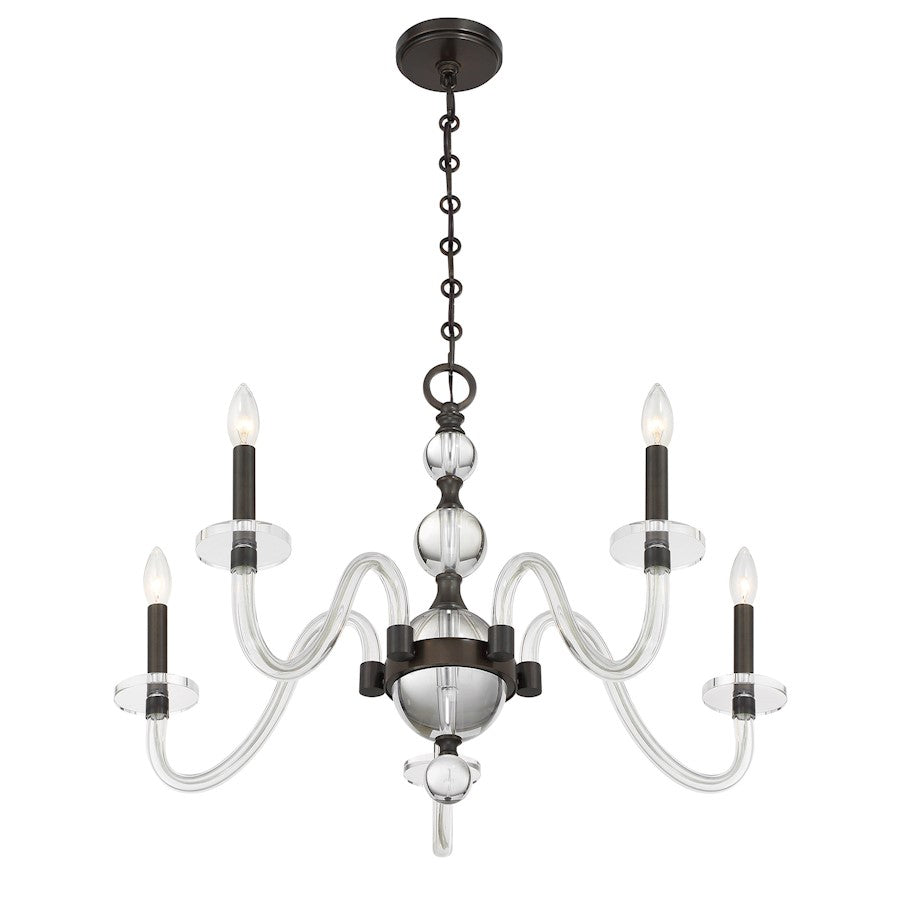 Savoy House Aragon 5 Light Chandelier, Mediterranean Bronze/Clear