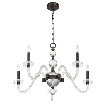 Savoy House Aragon 5 Light Chandelier, Mediterranean Bronze/Clear